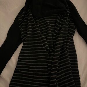 Striped Black and Gray Women's Cashmere Sweater